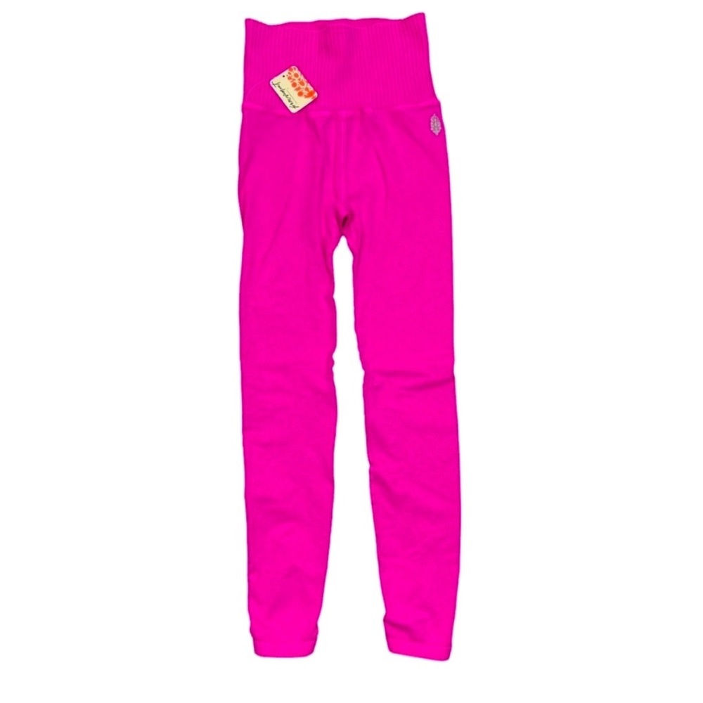 Free People Neon Pink High-Waisted Seamless Leggings - Picture 6 of 8